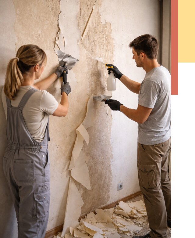 Снятие старых обоев в Ирбите от 5771 руб. под ключ недорого | ОТДЕЛОЧНИК-Рбт