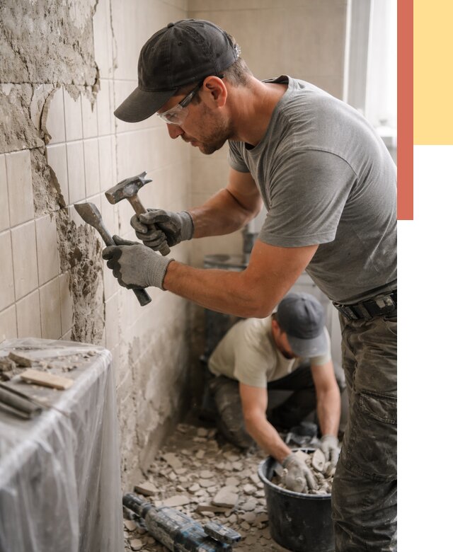 Демонтаж плитки со стен в Ирбите от 934 руб. — быстро и недорого | ОТДЕЛОЧНИК-Рбт