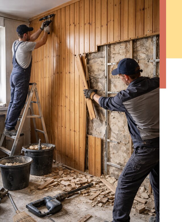 Демонтаж вагонки со стен в Ирбите от 1594 руб. — снятие, удаление, срочно | ОТДЕЛОЧНИК-Рбт