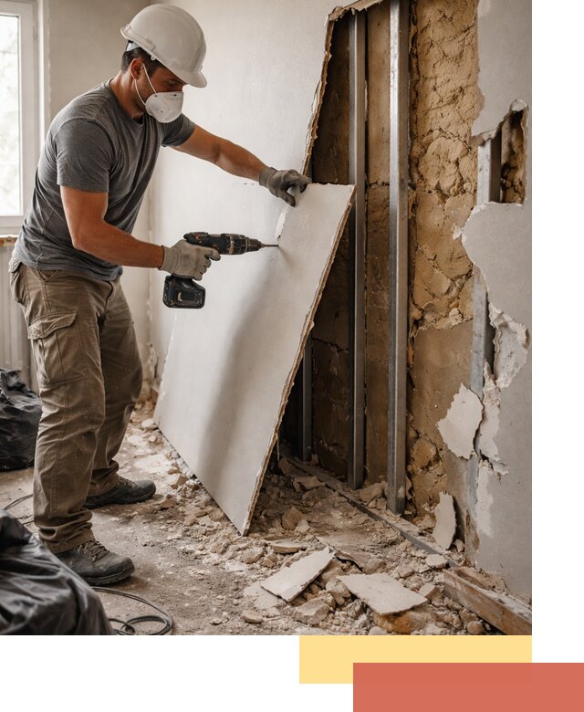 Демонтаж гипсокартона со стен в Ирбите качественно и быстро