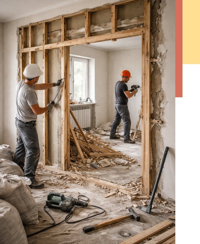 Демонтаж деревянных перегородок в Ирбите от 3518 руб. — быстро и недорого | ОТДЕЛОЧНИК-Рбт