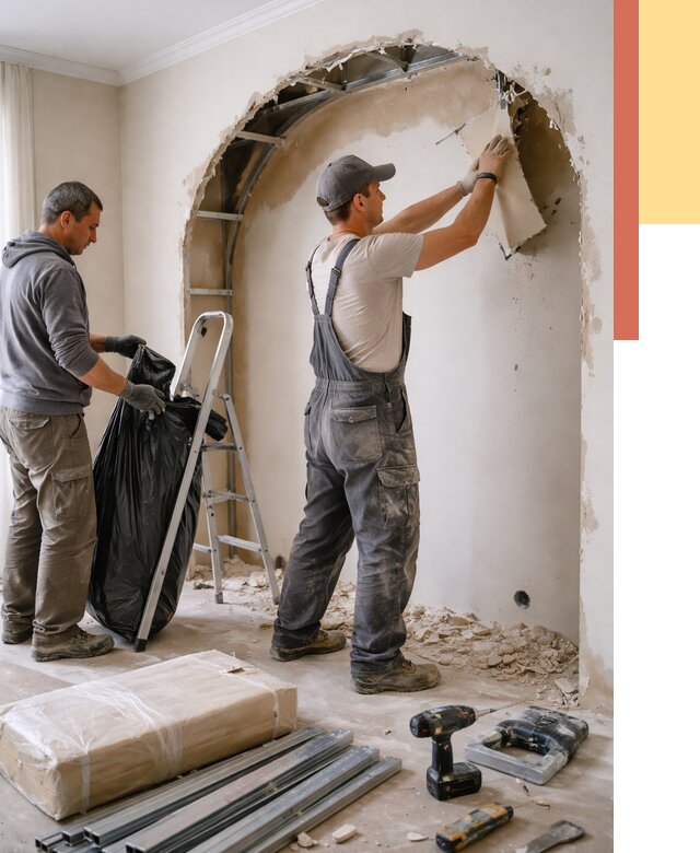 Демонтаж арки из гипсокартона в Ирбите от 3848 руб. — услуги под ключ | ОТДЕЛОЧНИК-Рбт