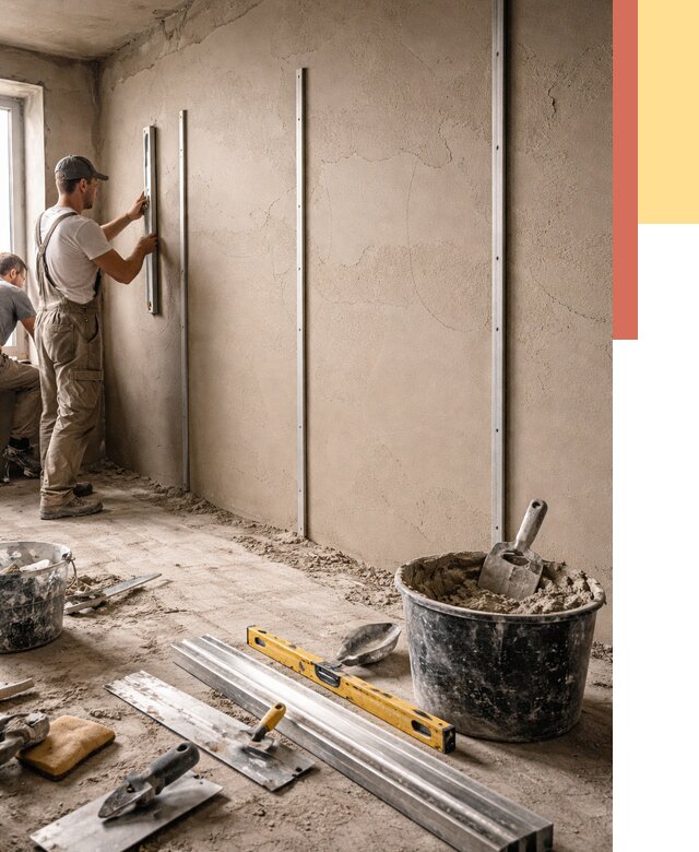 Штукатурка стен по маякам в Ирбите от 6046 руб./м² — выравнивание под ключ | ОТДЕЛОЧНИК-Рбт