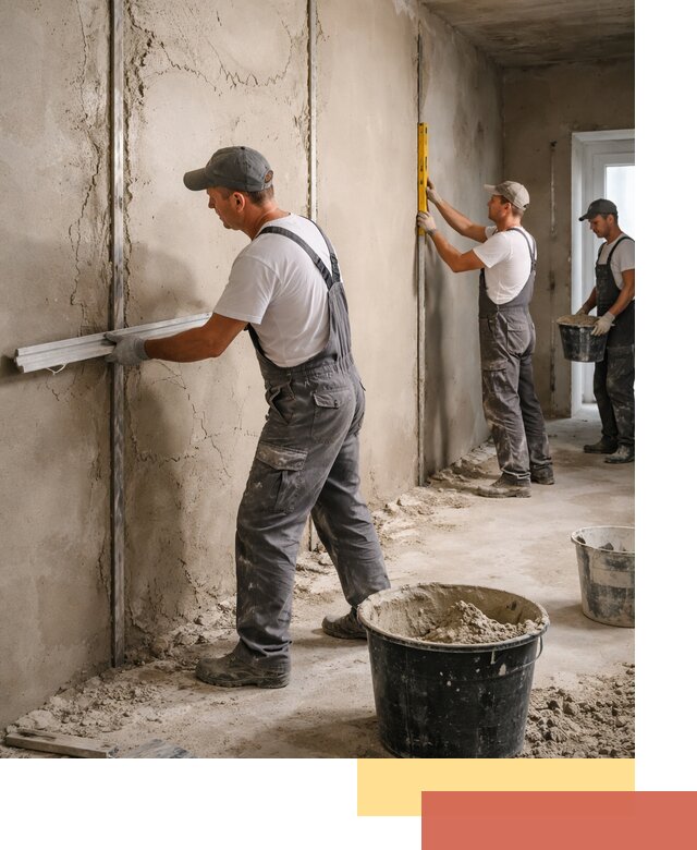 Штукатурка стен по маякам в Ирбите — точная и ровная поверхность