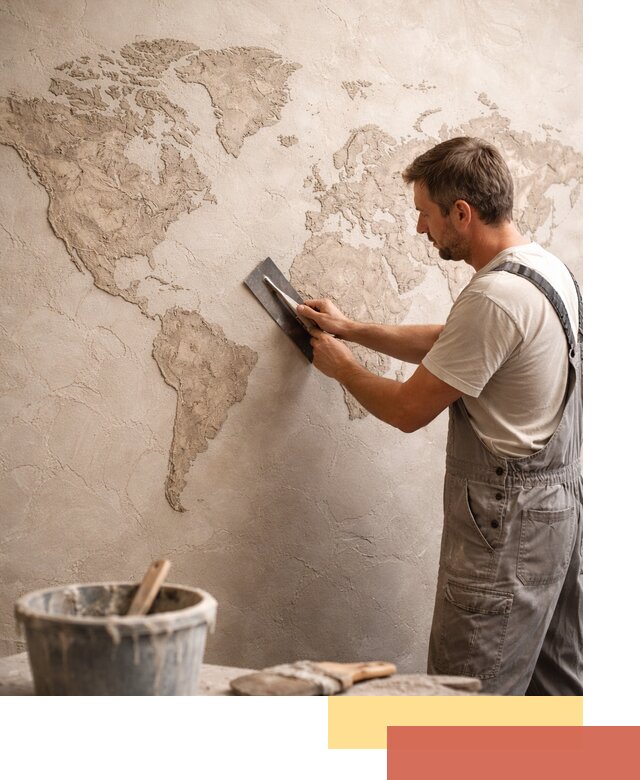 Декоративная штукатурка «Карта мира» под ключ в Ирбите