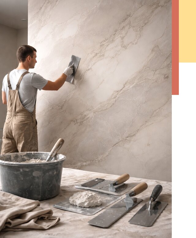 Декоративная штукатурка под мрамор в Ирбите от 3078 руб./м² — быстро и недорого | ОТДЕЛОЧНИК-Рбт