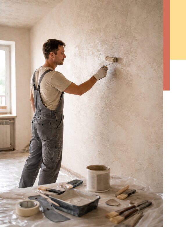 Нанесение лессирующей краски по декоративке в Ирбите от 1924 руб. | ОТДЕЛОЧНИК-Рбт