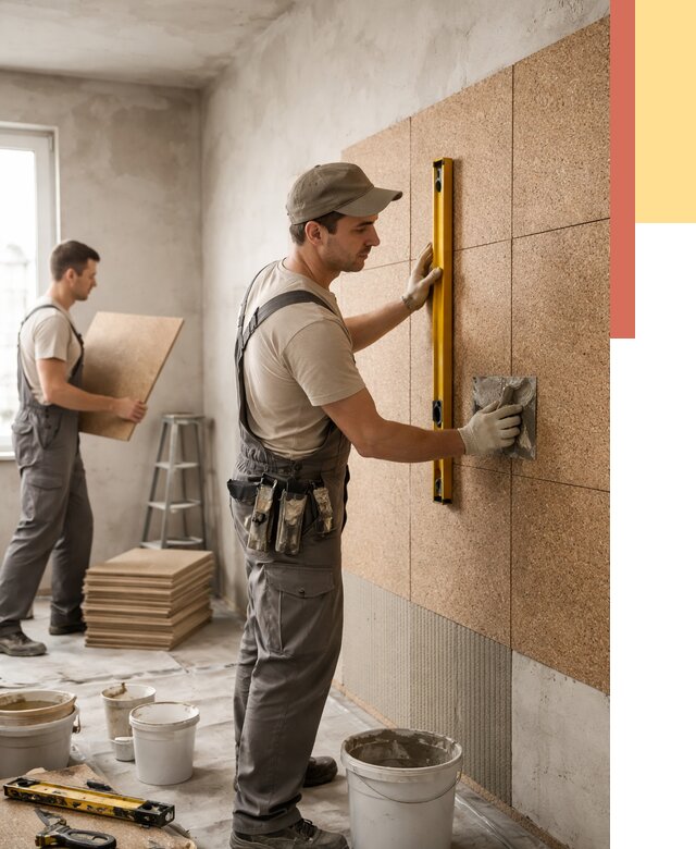 Монтаж пробковых панелей на стены в Ирбите от 3848 руб. — ОТДЕЛОЧНИК-Рбт