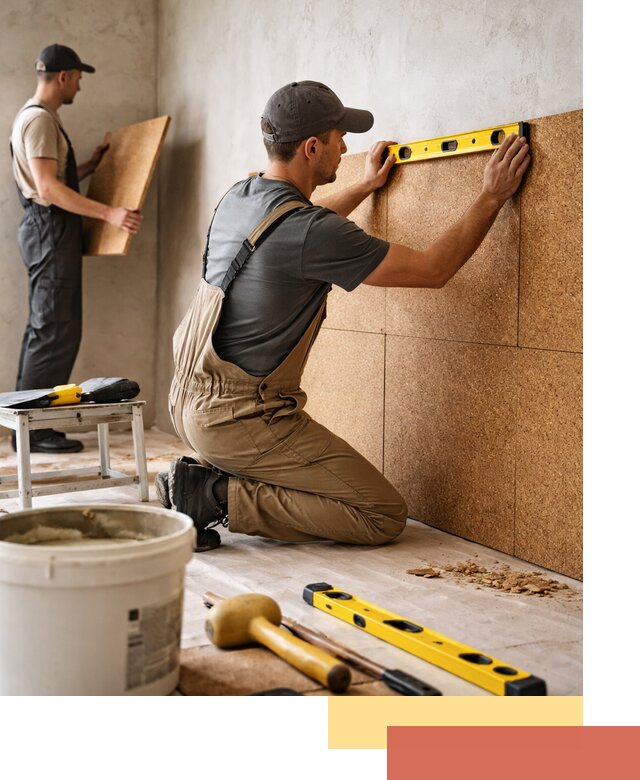 Монтаж пробковых панелей на стены в Ирбите быстро и качественно