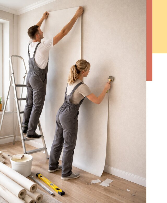 Поклейка флизелиновых обоев в Ирбите от 6596 руб. | Быстро и недорого — ОТДЕЛОЧНИК-Рбт