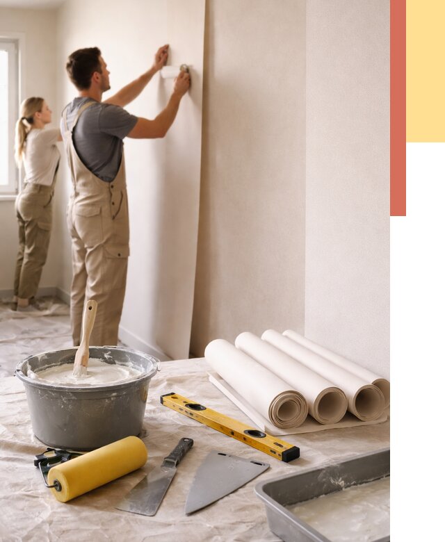 Поклейка бумажных обоев в Ирбите от 6046 руб./м2 — быстро и недорого | ОТДЕЛОЧНИК-Рбт