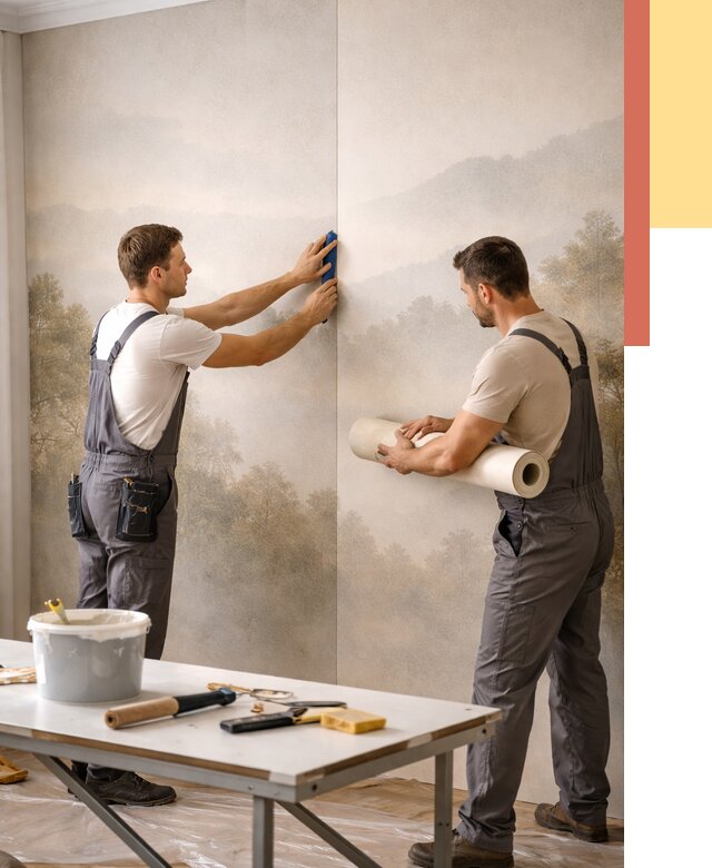 Поклейка фотообоев в Ирбите от 9344 руб/м² — быстро и недорого | ОТДЕЛОЧНИК-Рбт