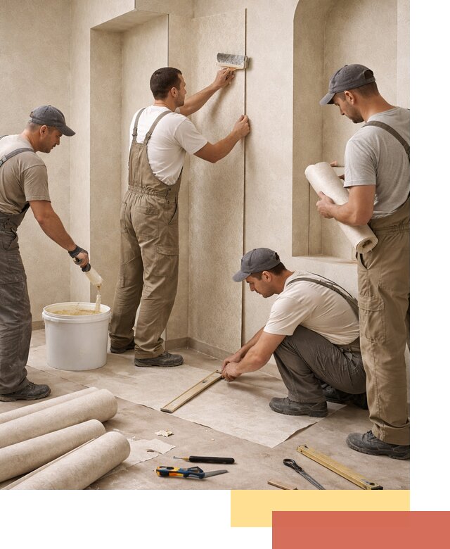 Поклейка обоев на сложные стены и неровные поверхности в Ирбите