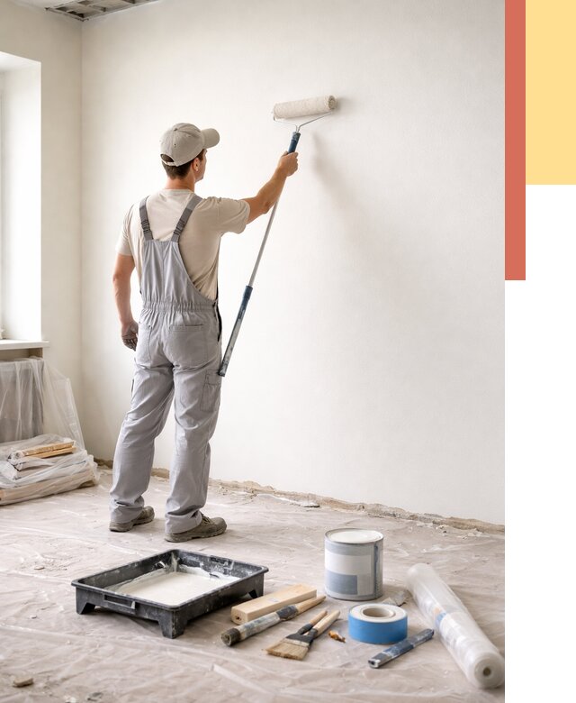 Покраска стен водоэмульсионной краской в Ирбите от 495 руб. за м² | ОТДЕЛОЧНИК-Рбт