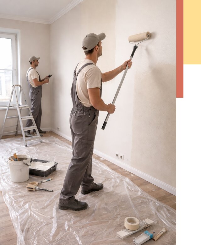 Покраска стен акриловой краской в Ирбите от 3848 руб./м² — быстро и недорого | ОТДЕЛОЧНИК-Рбт