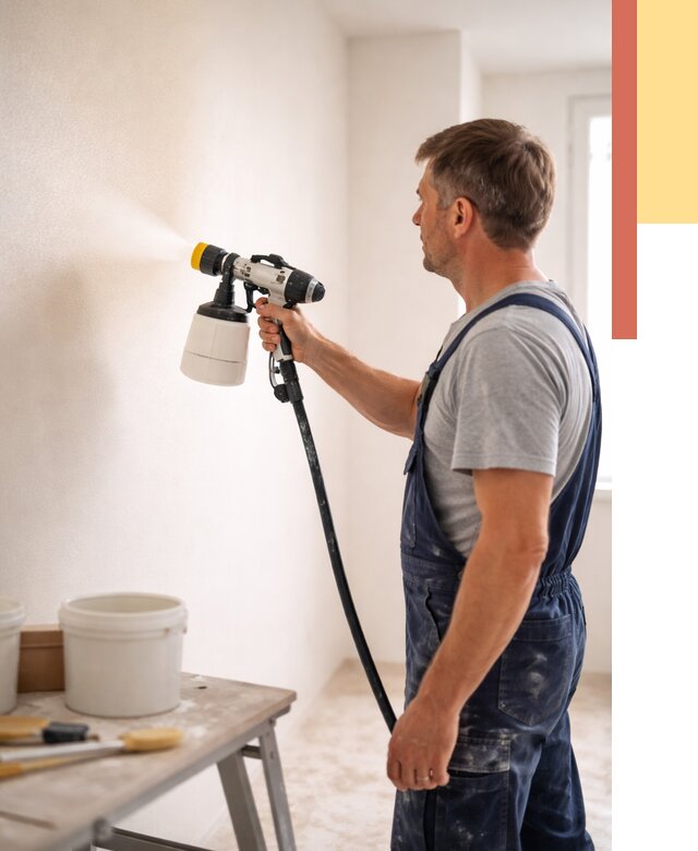 Покраска стен краскопультом в Ирбите от 8245 руб. — механизированная покраска | ОТДЕЛОЧНИК-Рбт