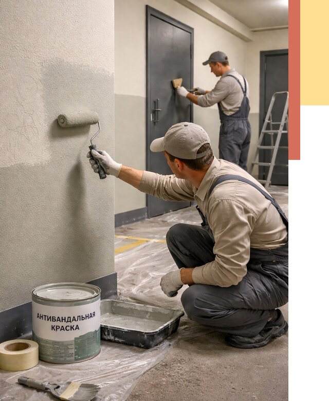 Покраска стен антивандальной краской в Ирбите от 4947 руб./м² под ключ | ОТДЕЛОЧНИК-Рбт