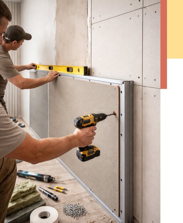 Шумоизоляция стен панелями ЗИПС в Ирбите от 2418 руб./м² под ключ | ОТДЕЛОЧНИК-Рбт