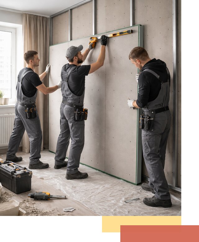 Шумоизоляция стен панелями ЗИПС в Ирбите для жилых и коммерческих помещений