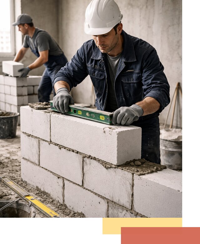 Кладка перегородок из пеноблока под ключ в Ирбите