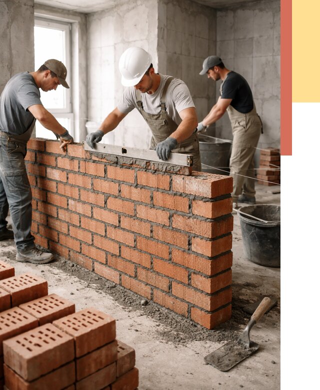 Кладка перегородок из кирпича в Ирбите от 3848 руб. за м² | ОТДЕЛОЧНИК-Рбт