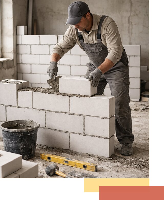 Кладка перегородок из силикатного блока в Ирбите