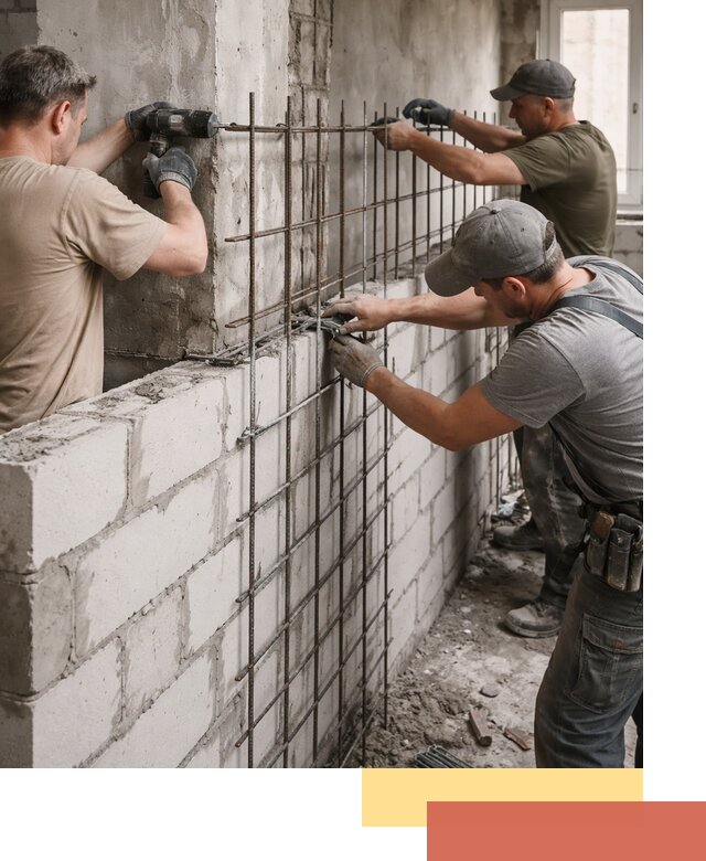 Армирование кладки перегородок в Ирбите профессионально и надёжно