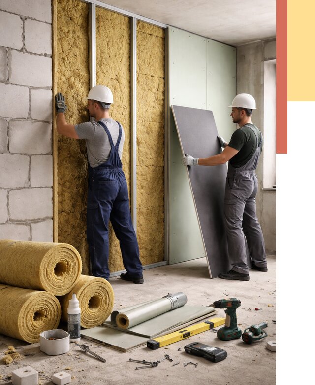 Шумоизоляция перегородок из блоков в Ирбите от 2034 руб./м² — быстро и недорого | ОТДЕЛОЧНИК-Рбт