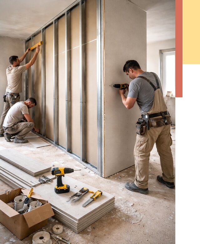 Монтаж однослойной перегородки из гипсокартона в Ирбите от 715 руб. | ОТДЕЛОЧНИК-Рбт