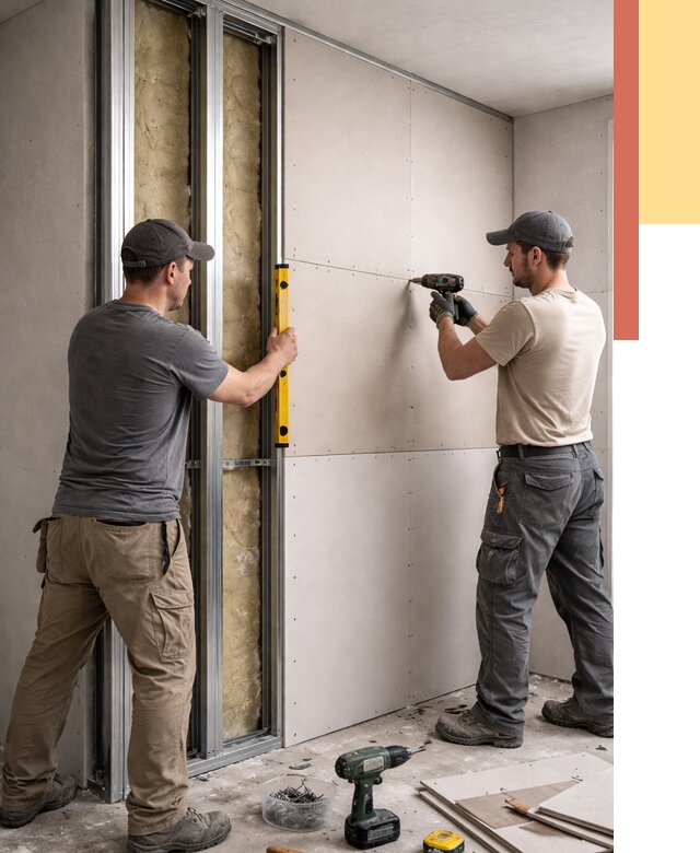 Монтаж двухслойной перегородки из гипсокартона в Ирбите от 1594 руб. | ОТДЕЛОЧНИК-Рбт