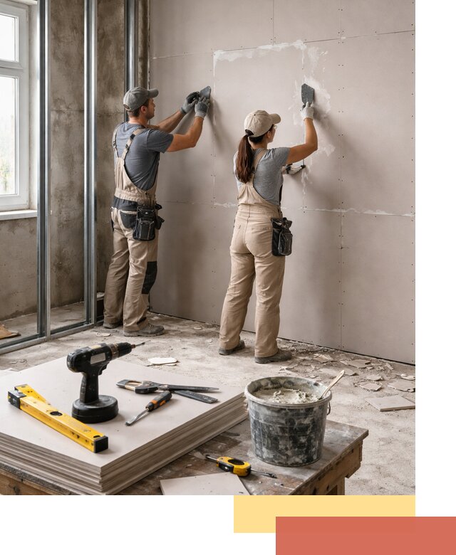 Монтаж двухслойной перегородки из гипсокартона в Ирбите