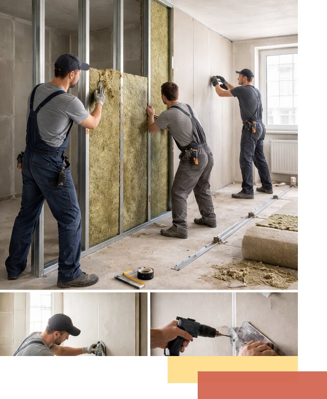 Перегородка из гипсокартона с шумоизоляцией в Ирбите — монтаж под ключ