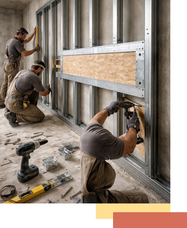 Усиленная перегородка для крепления тяжёлых конструкций в Ирбите