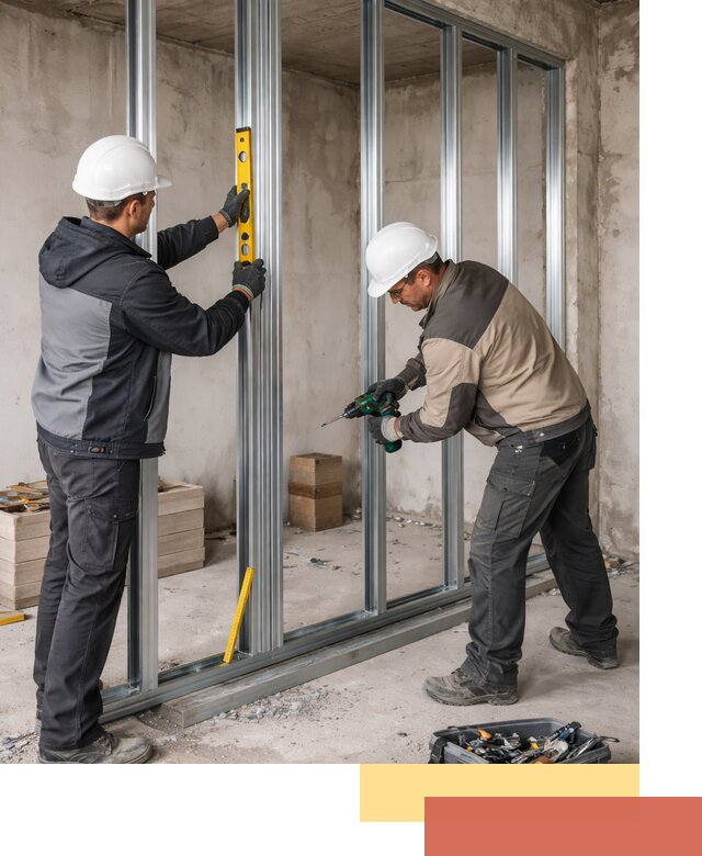 Монтаж каркаса перегородки из профиля в Ирбите