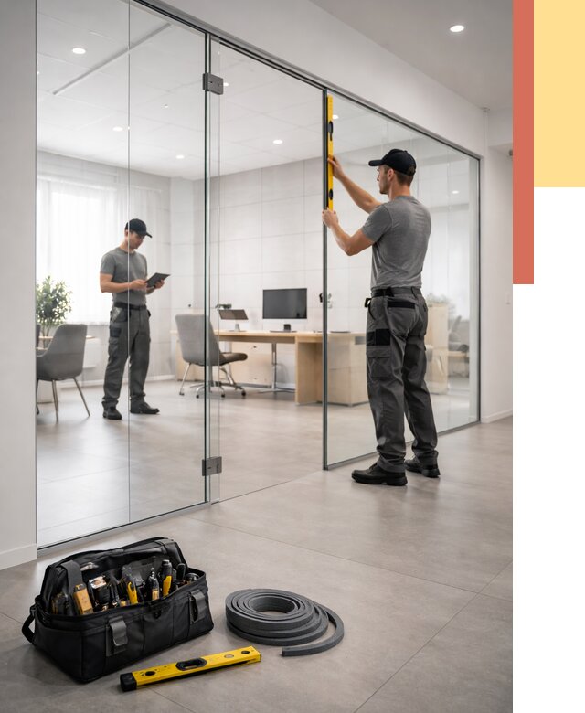 Цельностеклянные перегородки под ключ в Ирбите от 10443 руб. — монтаж и цены | ОТДЕЛОЧНИК-Рбт