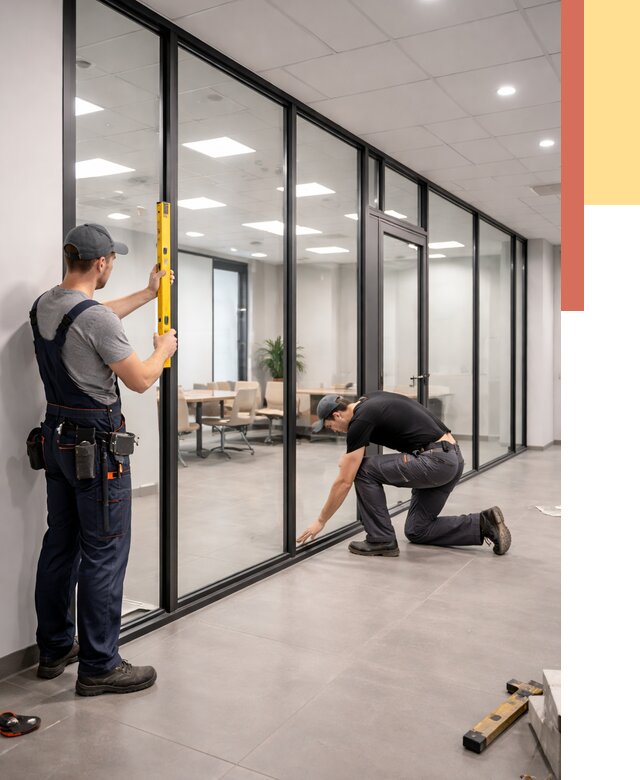 Каркасные стеклянные перегородки в Ирбите под ключ от 10114 руб. | ОТДЕЛОЧНИК-Рбт