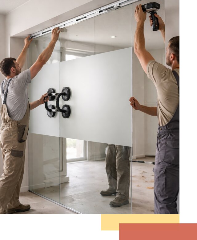 Матовые стеклянные перегородки под ключ в Ирбите