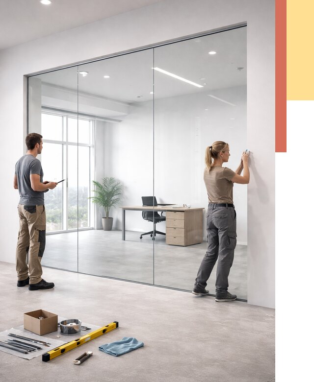 Перегородки из закаленного стекла в Ирбите от 10443 руб. под ключ | ОТДЕЛОЧНИК-Рбт