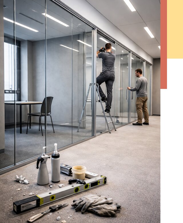 Стеклянные офисные перегородки в Ирбите от 9344 руб. — монтаж и установка | ОТДЕЛОЧНИК-Рбт