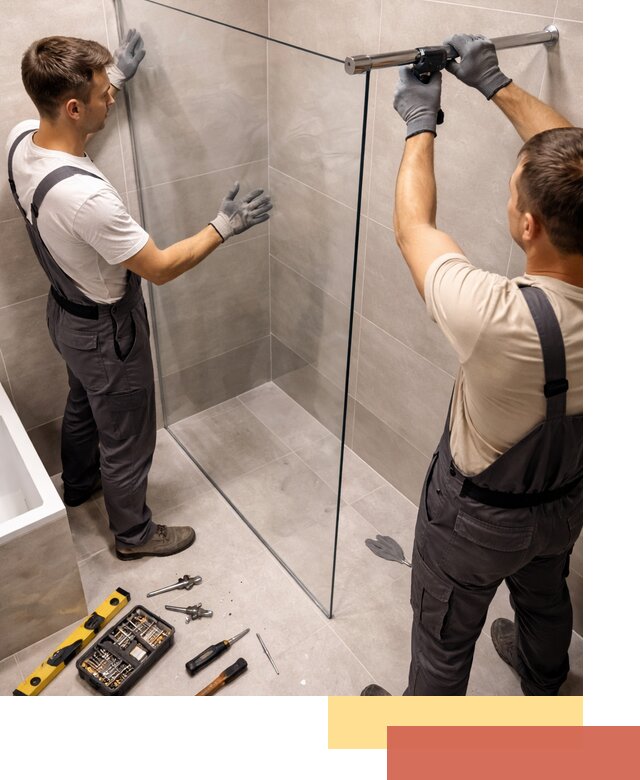 Стеклянные перегородки для душа в Ирбите — изготовление и монтаж