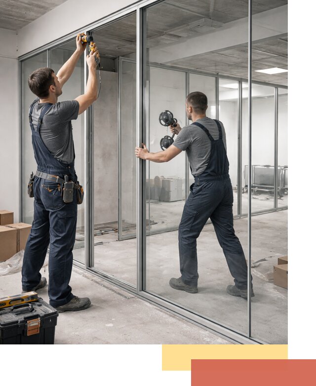 Алюминиевые перегородки со стеклом в Ирбите — изготовление и монтаж