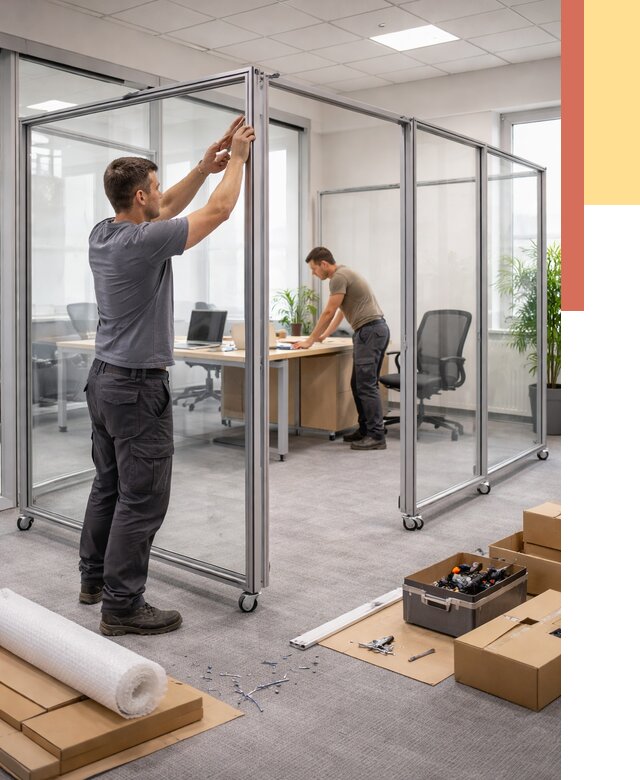 Мобильные офисные перегородки в Ирбите от 13741 руб. — установка под ключ | ОТДЕЛОЧНИК-Рбт