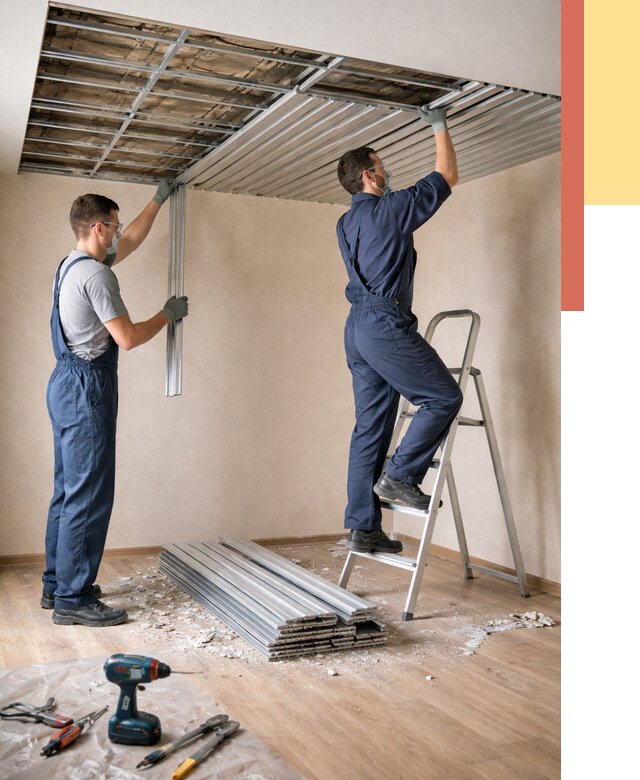 Демонтаж реечного потолка в Ирбите от 4947 руб. быстро и недорого | ОТДЕЛОЧНИК-Рбт