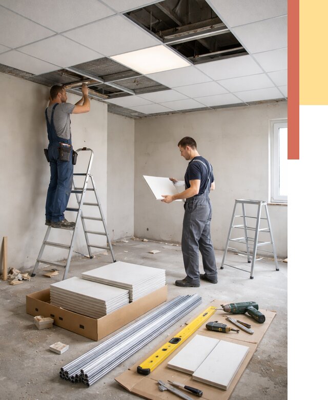 Монтаж потолка армстронг в Ирбите от 4947 руб/м2 — быстрая установка под ключ | ОТДЕЛОЧНИК-Рбт