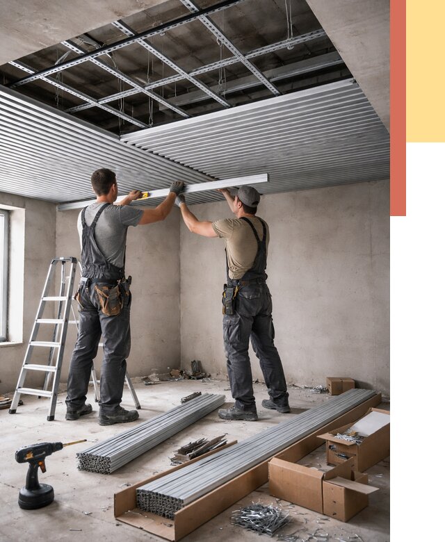 Монтаж реечного потолка в Ирбите от 4947 руб. под ключ | ОТДЕЛОЧНИК-Рбт