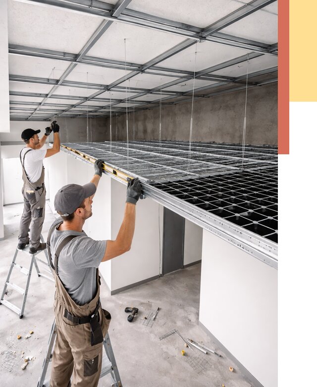 Монтаж потолка грильято в Ирбите от 495 руб./м² — быстрая сборка под ключ | ОТДЕЛОЧНИК-Рбт