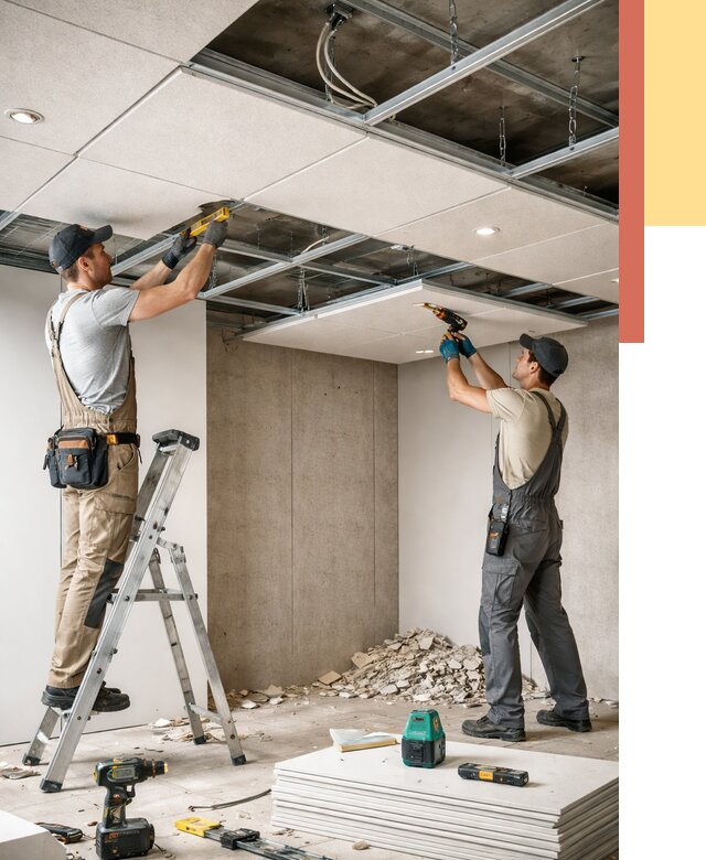 Монтаж акустического потолка в Ирбите от 7145 руб/м2 — быстро и недорого | ОТДЕЛОЧНИК-Рбт