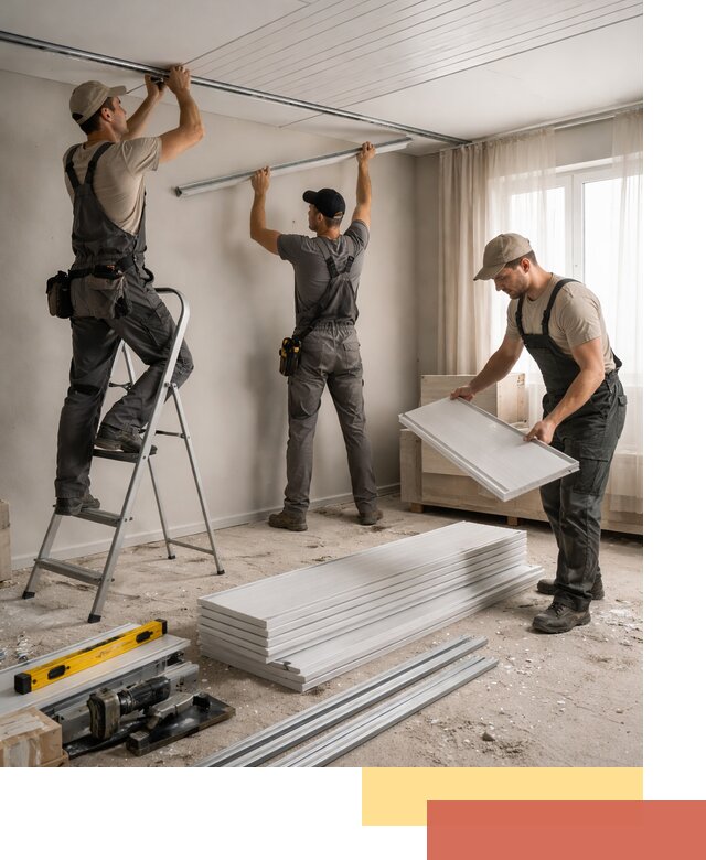 Монтаж потолка из ПВХ панелей в Ирбите оперативно и качественно