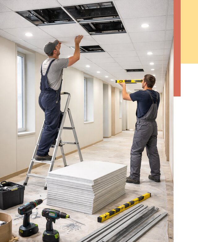 Ремонт потолка Армстронг в Ирбите от 4947 руб. — быстро и недорого | ОТДЕЛОЧНИК-Рбт