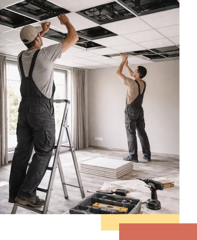 Замена плит подвесного потолка в Ирбите быстро и качественно